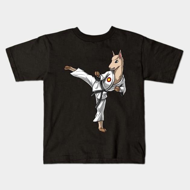 Llama Karate Kids T-Shirt by underheaven